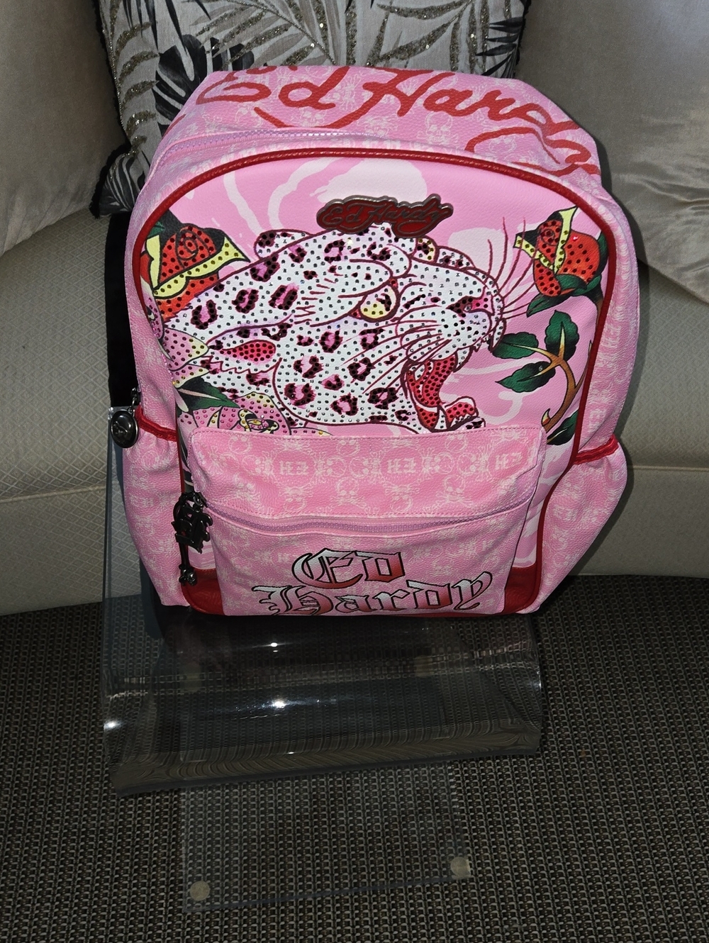 Ed Hardy Darleen Pink Leopard Backpack